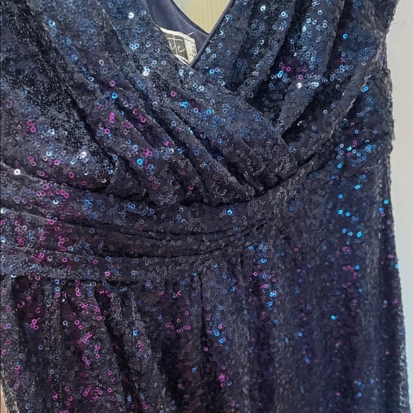 Celebrate Db Studio Elegant Sequin Navy Blue Maxi Dress Plus 16 - Picture 5 of 14